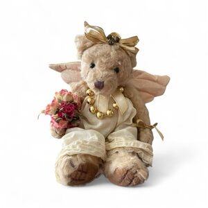 Adorable Angel Teddy Bear with Gold Accents Gabriel Russ Berries & co